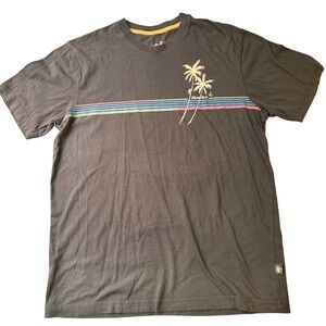 Howler Brothers Graphic T-Shirt Medium Gray Retro Palm Tree Stripes Tee